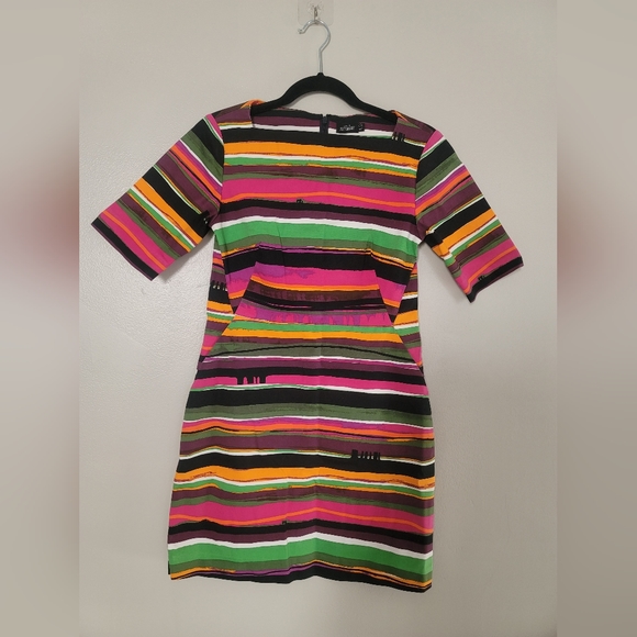 Kate Spade Saturday Colorful Striped Unique Dress Size 2 with Pockets - Picture 5 of 8